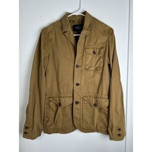 American Eagle Canvas Barn Coat Brown Camo Lined Button Front Mens XS Cotton 38"